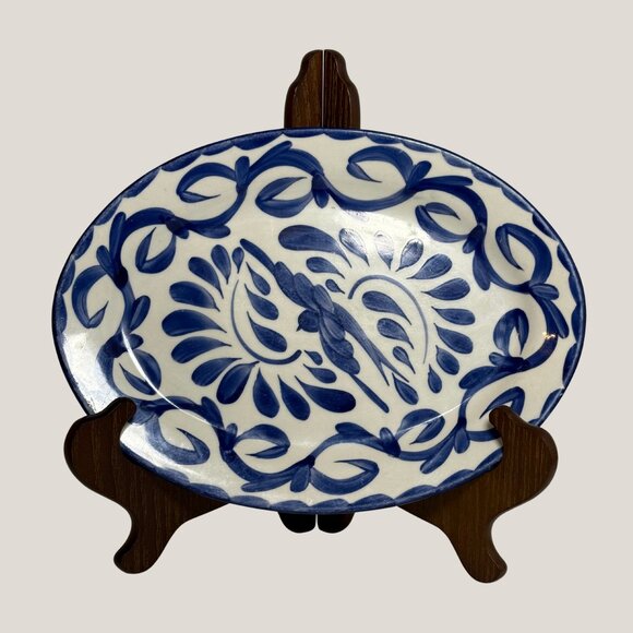 12" Oval Serving Platter Puebla Blue by Anfora (Mexico) - Picture 3 of 9